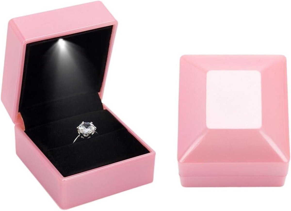 Ringendoosje - Sieradendoosje Juwelendoos - Cadeau Geven - Veilige Sluiting - 6 cm - Roze