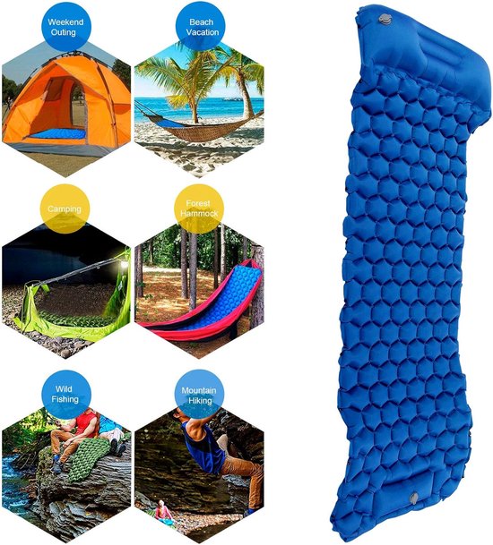 Opblaasbare Slaapmat - Campingmatras Lichtgewicht - Kamperen Backpacken - Scheurbestendig Nylon TPU - 191x58x6 cm - Blauw — afbeelding 5