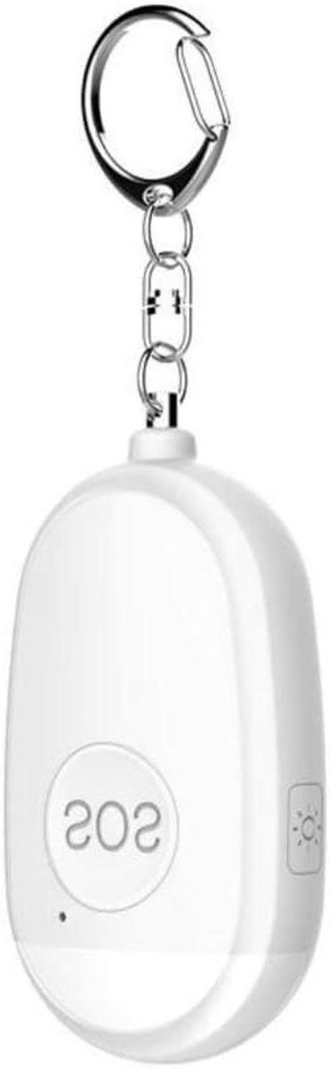 Persoonlijk Alarm - Noodknop Sleutelhanger - Veiligheid Onderweg - 130 Decibel Geluid - 73x41x21mm - Wit
