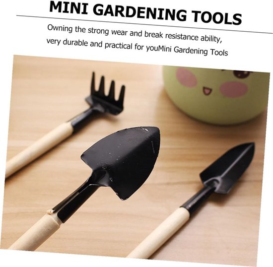 Mini Tuingereedschap - Kleine Hark - Kinder Tuinieren - Duurzaam Houten Handvat - 21 cm Lengte - Zwart — afbeelding 5