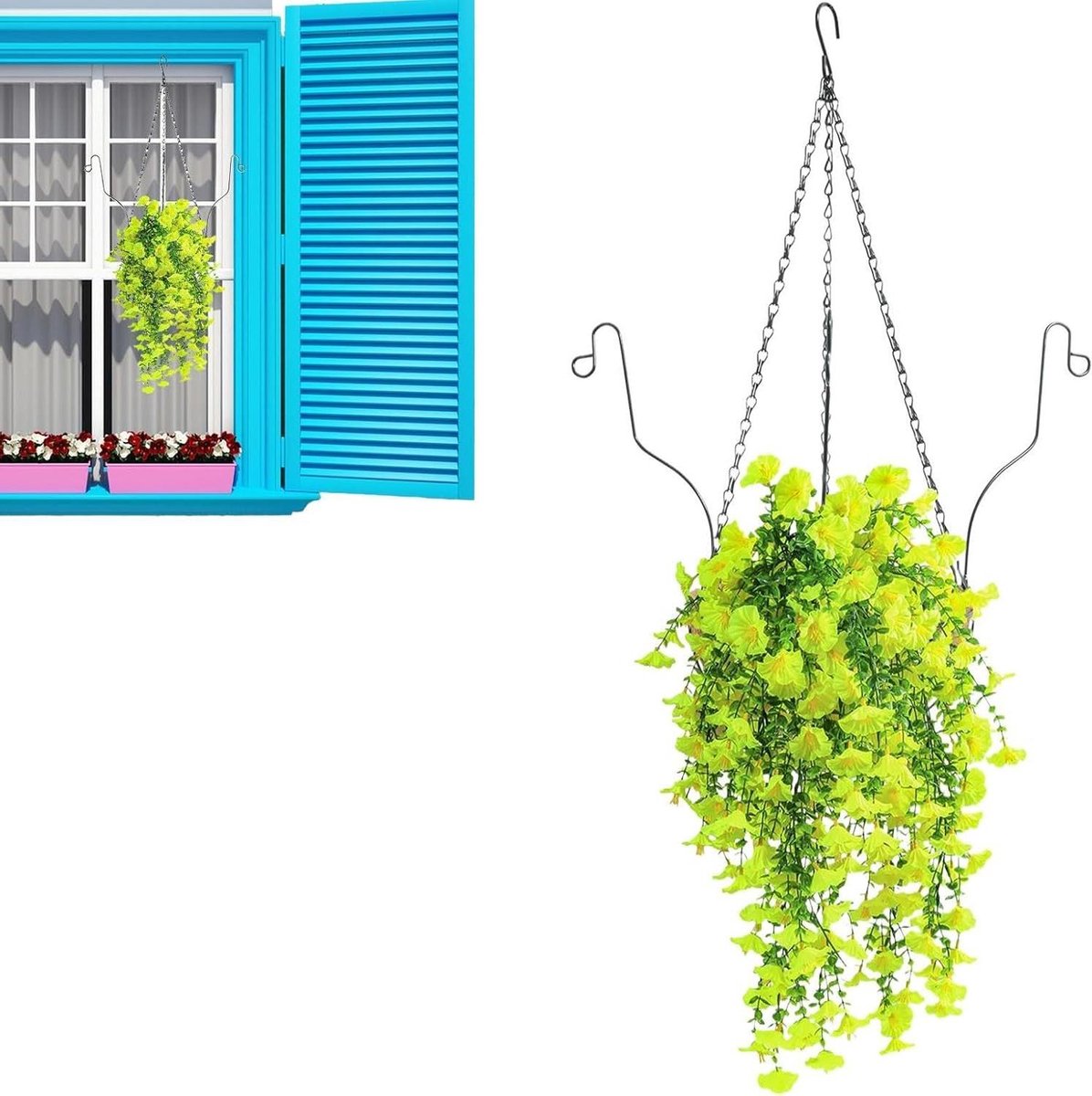 Kunstmatige Hangplanten - Namaak Bloemen - Decoratieve Verfraaiing - Jaarrond Kleurrijk - 