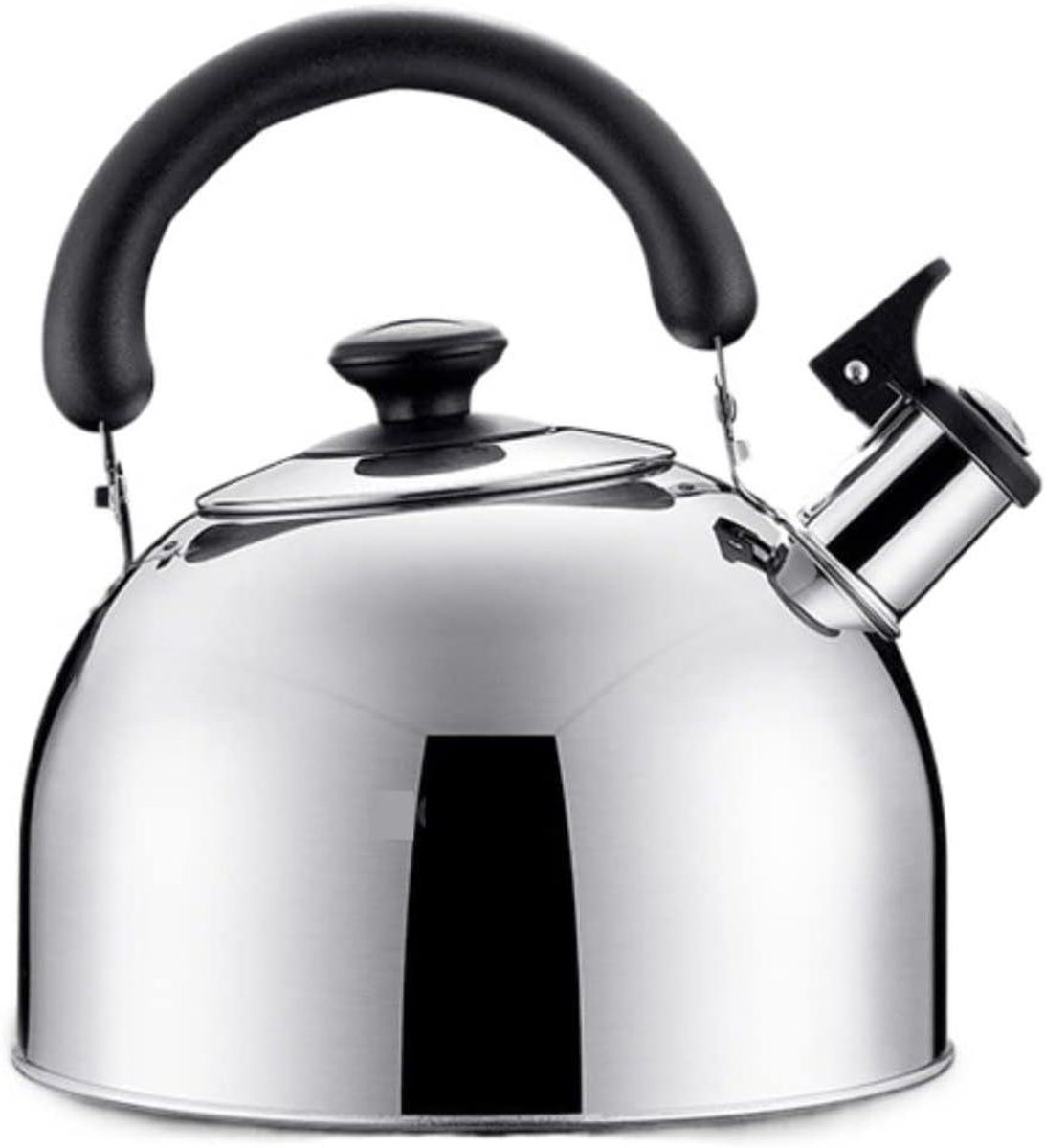 Fluitketel RVS - Theepot Kookplaat - Water Koken - Brede Vulling - 3L Capaciteit - Zilver