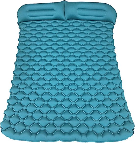 Dubbele Slaapmat - Luchtbed - Kamperen en Reizen - Vochtbestendig - 198x118x6 cm - Blauw — afbeelding 4