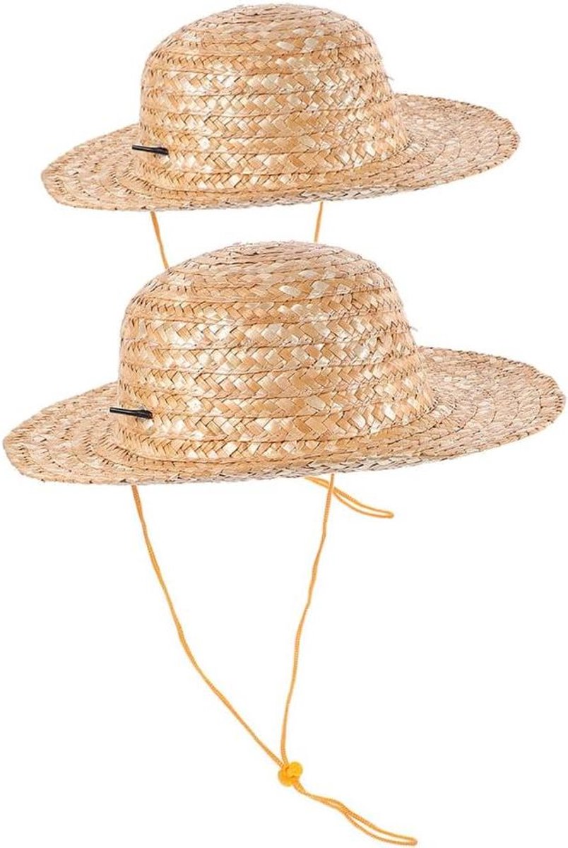 Strohoeden Kinderen - Zomerhoedjes - Bescherming tegen zon - Brede rand - 31 cm - Khaki
