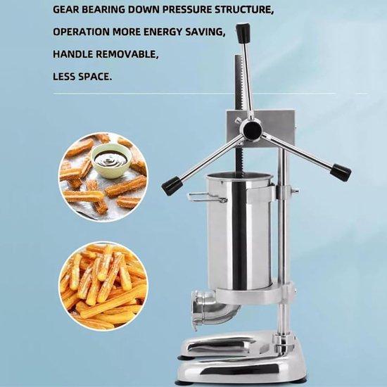 Churros Vulmachine - Donut Maker - Bakkerij Gebruik - Vijf Spuitmonden - 3L Capaciteit - Zilver — afbeelding 3