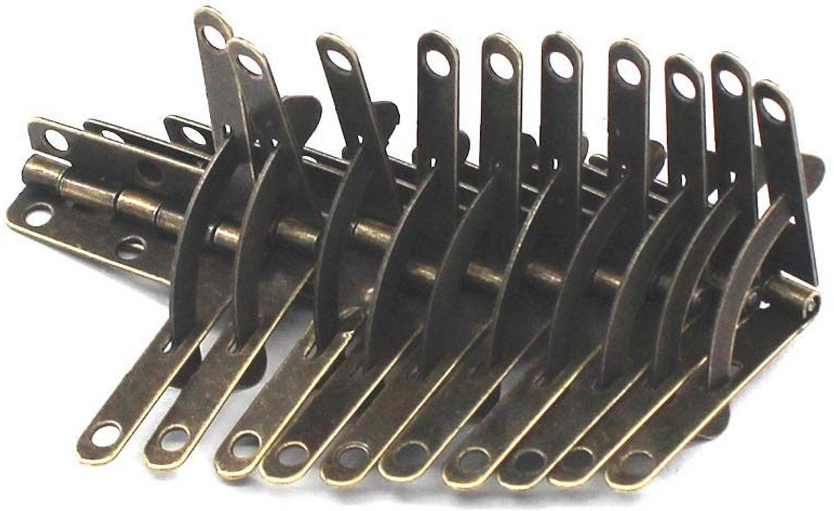 Allecto - Antieke Bronzen Vouwbare Sieradenbox Scharnieren - Decoratieve Metalen Steun Scharnieren - Set van 20 - Geschikt voor Houten Kasten en Ge...