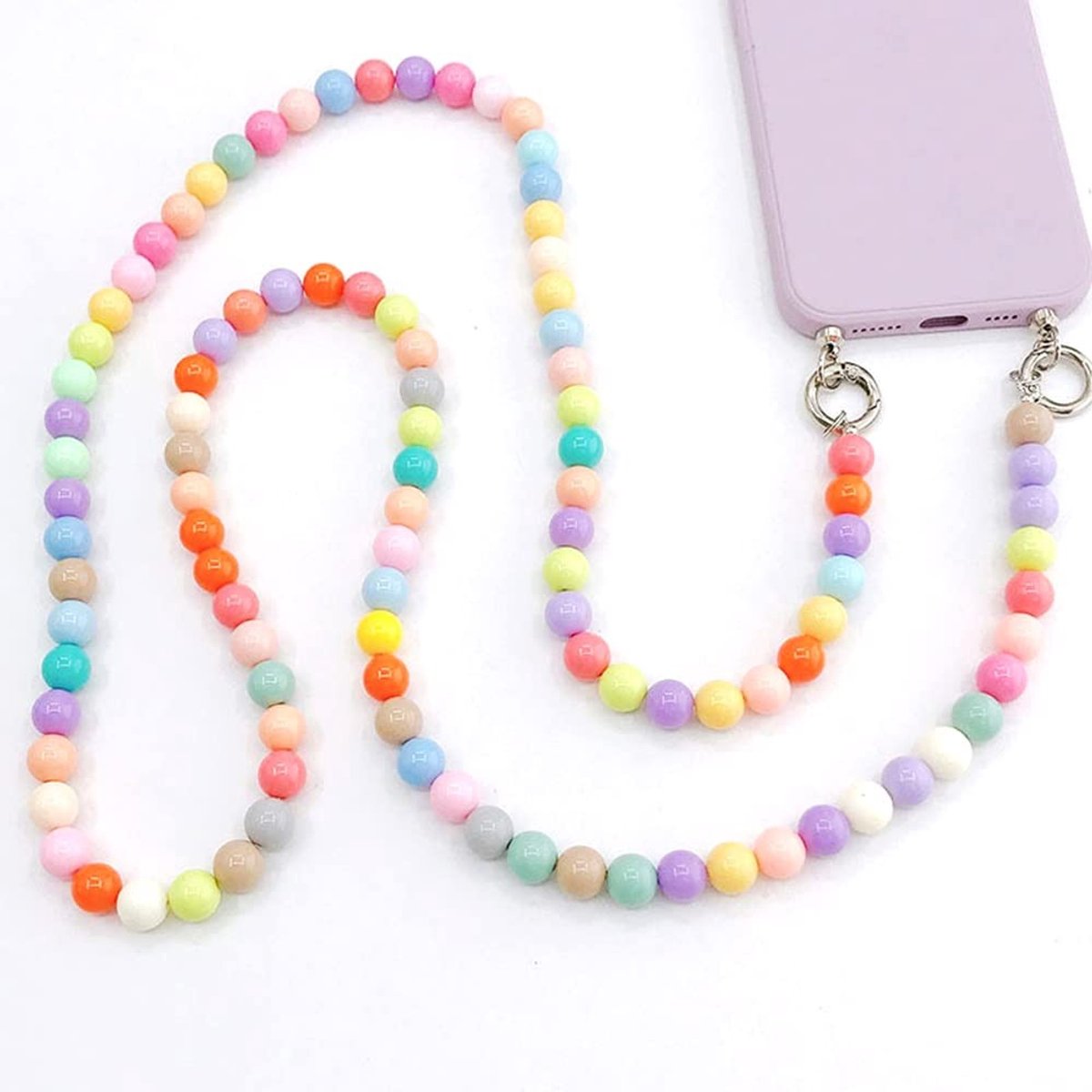 Allecto - Mobiele Telefoon Keten - Kleurrijke Acryl Kralen - Retro Stijl - Mobiele Telefoon Cord - Handige Lanyard - Geschikt voor Smartphone - Kle...