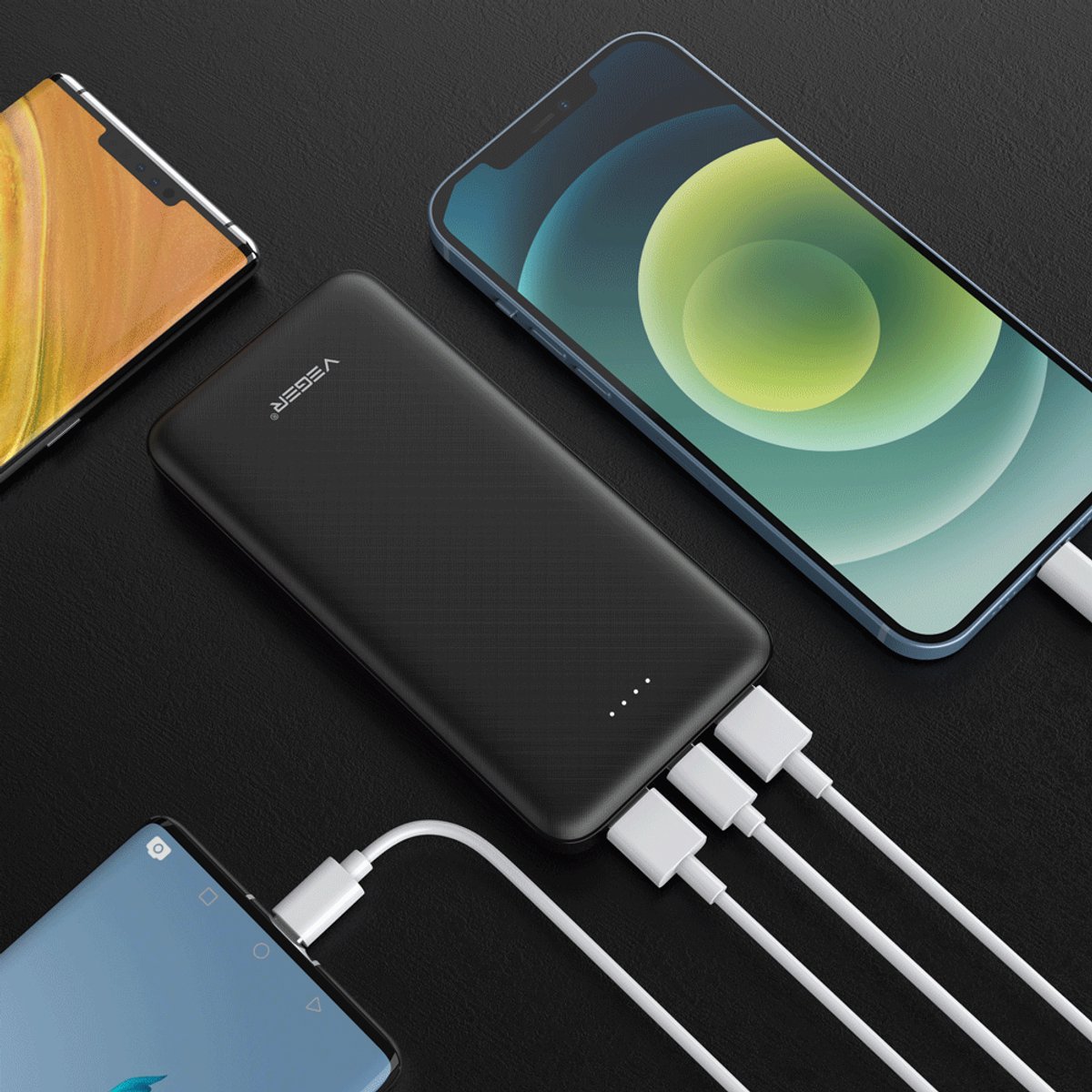 Veger Powerbank - A10 - W1065 - 10.000 mAh - 12 Watt - Ultra Slim - LED indicator - Zwart