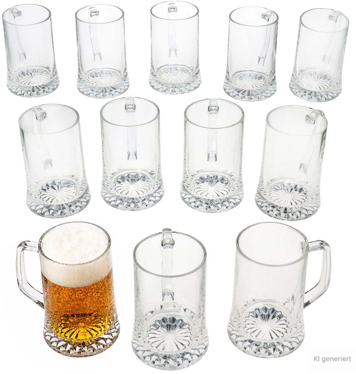 12-delige set Akki bierpullen van 0,5L met sterrenbodem en handvat - 1003133