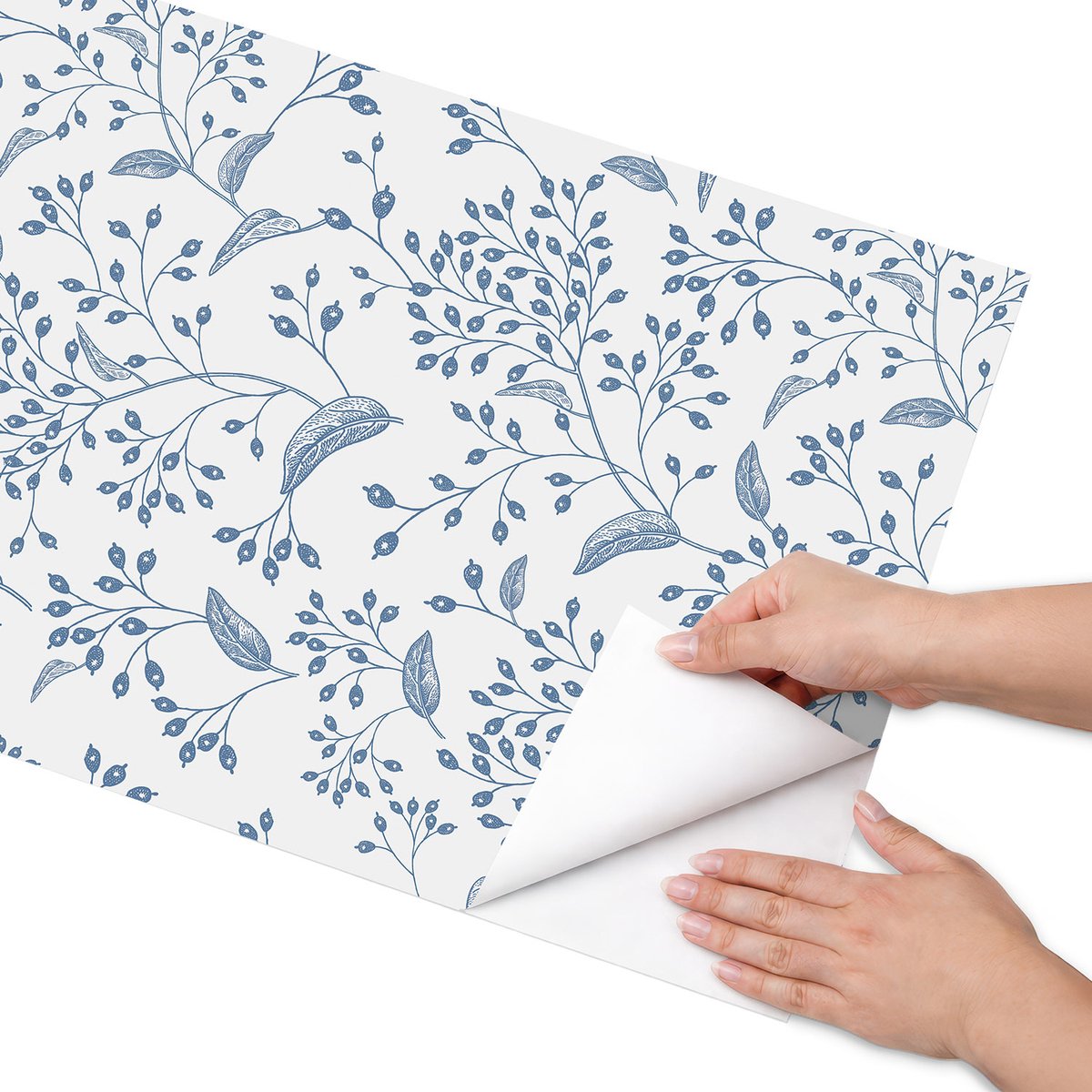 Coloray Meubel Wrap Folie - Blauw Meubelfolie - 50x100 cm - Wrapfolie Keuken Plantenpatroon - Decoratiefolie - Modern Meubelfolie - Meubel Wrap Folie - Woonkamer decoratie - Bloemen en planten