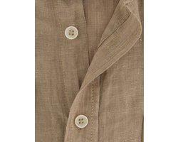 100% linnen overhemd casual fit Casa Moda bruin lange mouw witte knoop