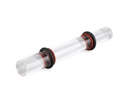 Transparante acryl kleiroller met zwarte en rode dikte ringen – kleiroller voor boetseer werk en klei egaliseren – glad oppervlak voor gelijkmatig uitrollen – geschikt voor hobby en DIY toepassingen