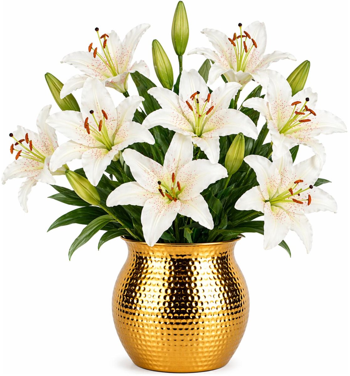 Mica Decorations Kunstbloem Lily Stargazer Valley - 6x - H75 cm - wit - kunststof - stelen kunstbloemen - boeket - bloemetjes