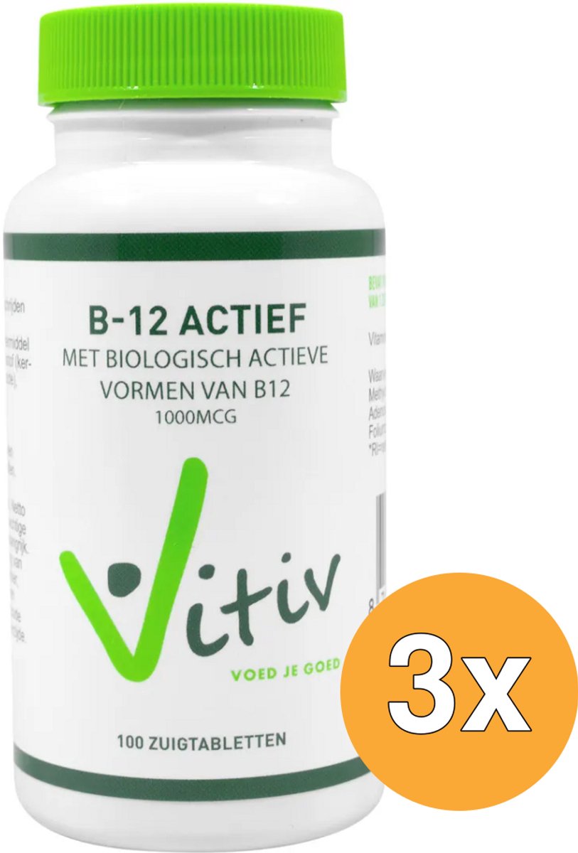 3x Vitiv Vitamine B12 Actief (100 zuigtabletten)