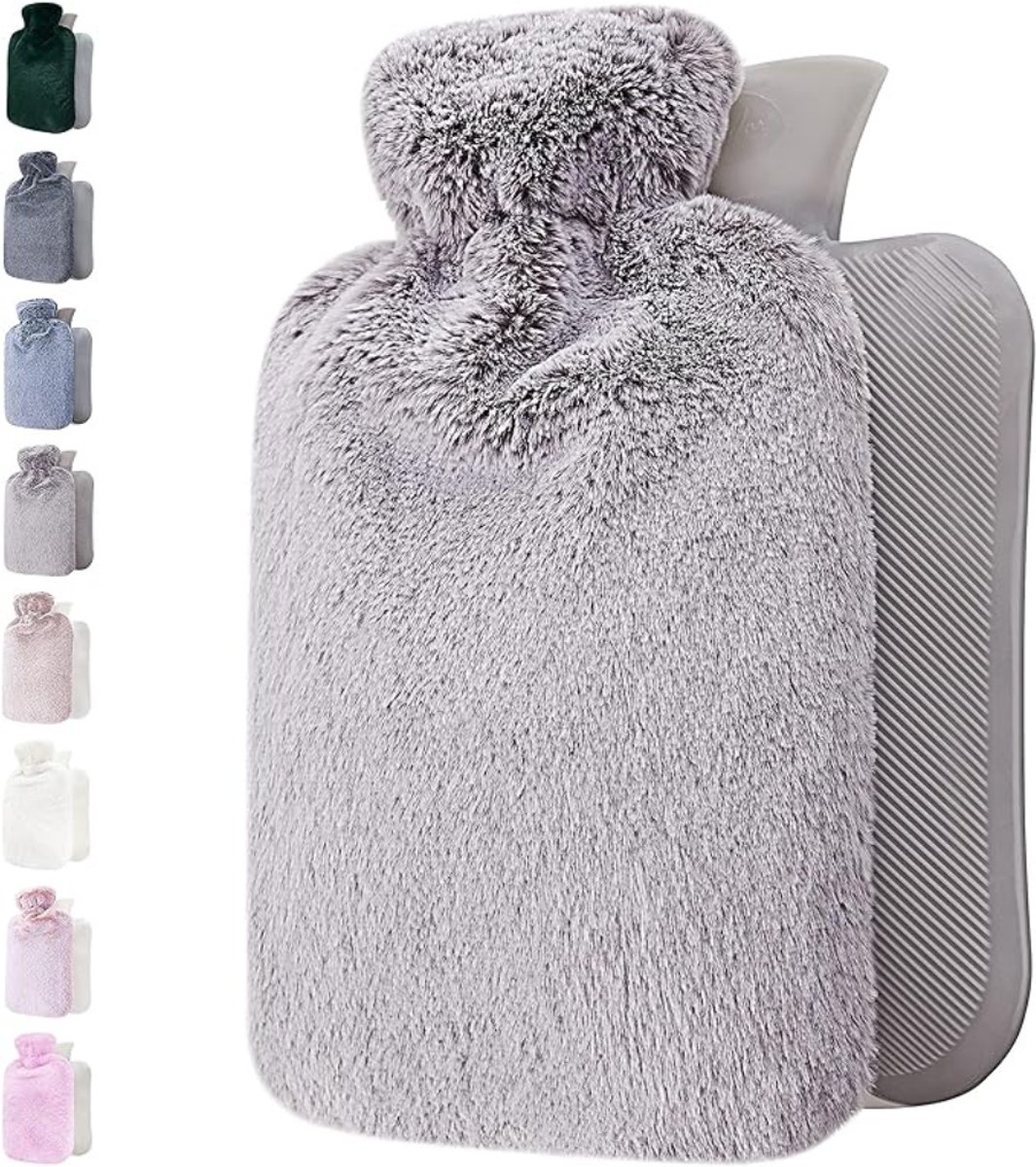 Verte Kruikzak - Warmwaterkruikhoes - Zachte Hoes van Premium Fleece - Verwarmingskussen Tegen Menstruatiepijn en voor Meer Comfort Tijdens de Menstruatie - Warm- en Koudkompres - 2 L - Lichtgrijs