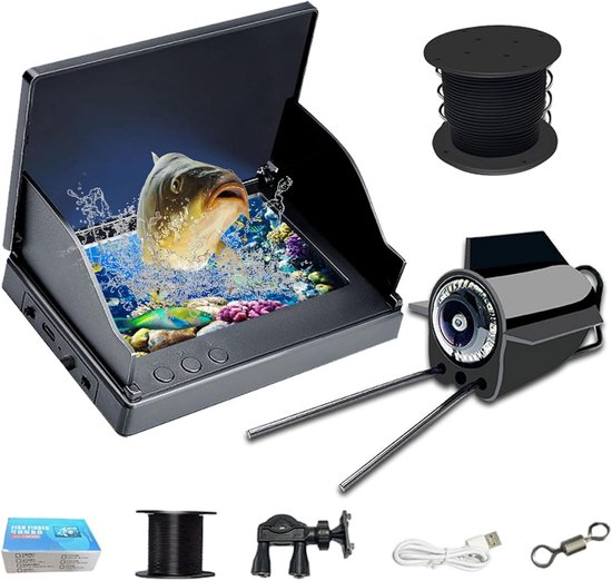 Deze draagbare onderwatercamera voor de visserij is voorzien van een 4,3-inch IPS-scherm, zes infrarood-LED's en een kabel van 30 meter, waardoor hij geschikt is voor ijsvissen, riviervissen en vissen vanaf een boot.