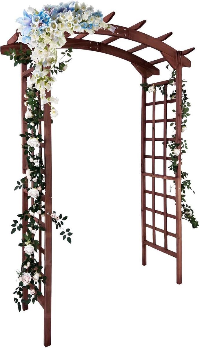 Houten Rozenboog / Tuinboog - 215 cm - Massief Hout - Trellis voor Klimplanten - Decoratieve Pergola voor Tuin, Patio & Bruiloften