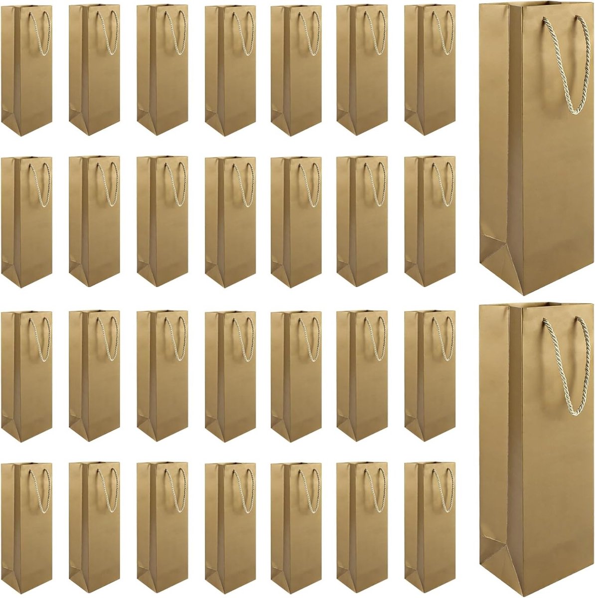 Set van 30 Wijnfles Tassen, Kraft Papier, Cadeautassen voor Wijn, Champagne en Geschenken voor Feestdagen en Verjaardagen