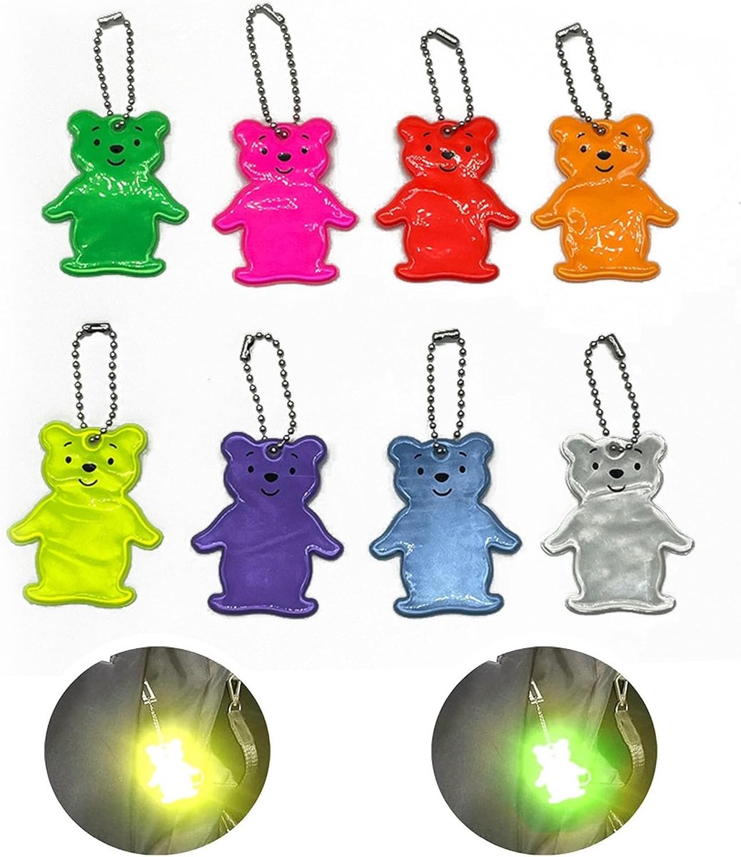 Reflecterende Beren Hangers - 8 Stuks Veiligheidsreflectoren voor Kinderen, Rugzakaccessoires en Veiligheidshangers