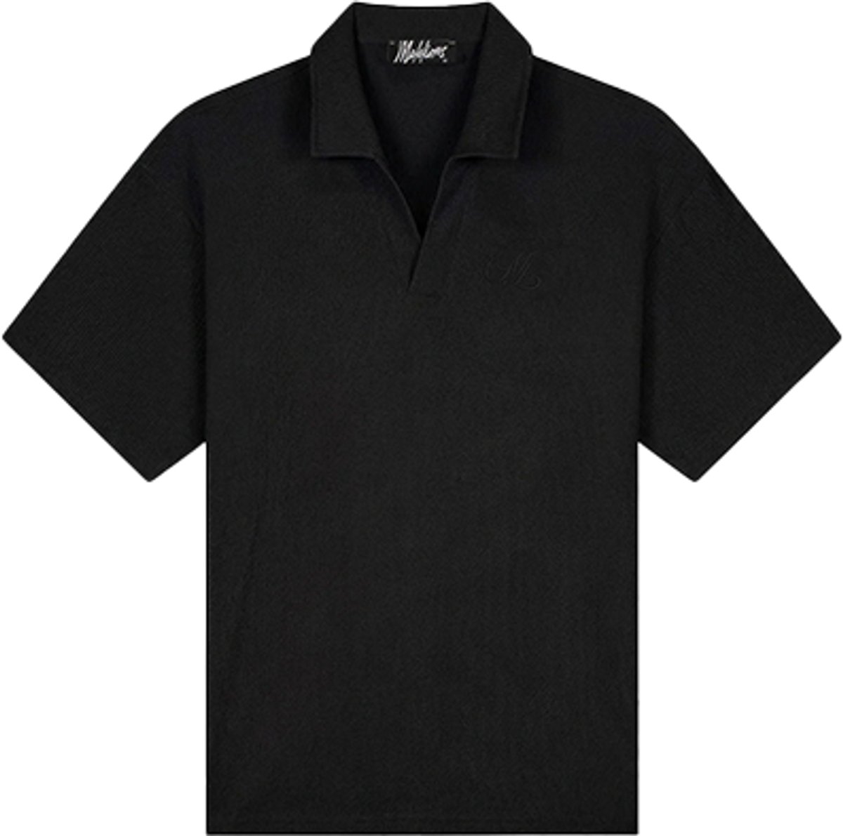 Malelions Emblem Seersucker Buttonless Polo