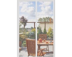 Magnetisch Horre Deur Raam, Anti-Vliegen Gordijn voor Deur, Insectengaas Gordijn, Magnetische Horre Schuifpui, Zonder Boren (120x250cm, Wit)