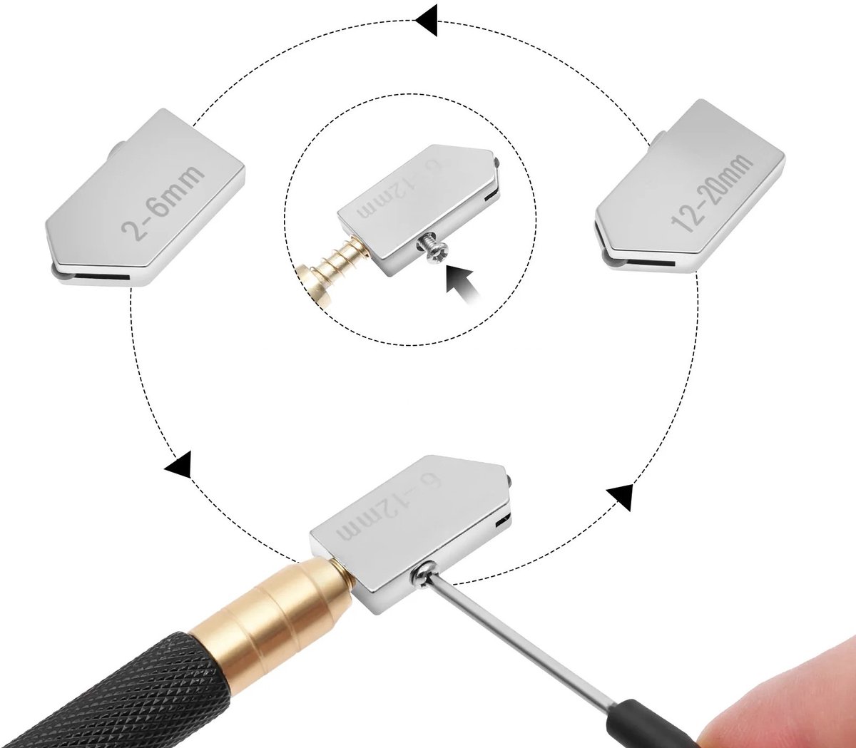 WiseGoods Premium Glassnijder Professioneel – Potloodstijl Snijgereedschap - Mes Voor Glas / Tegels / Spiegels & Mozaïek - 2-20mm