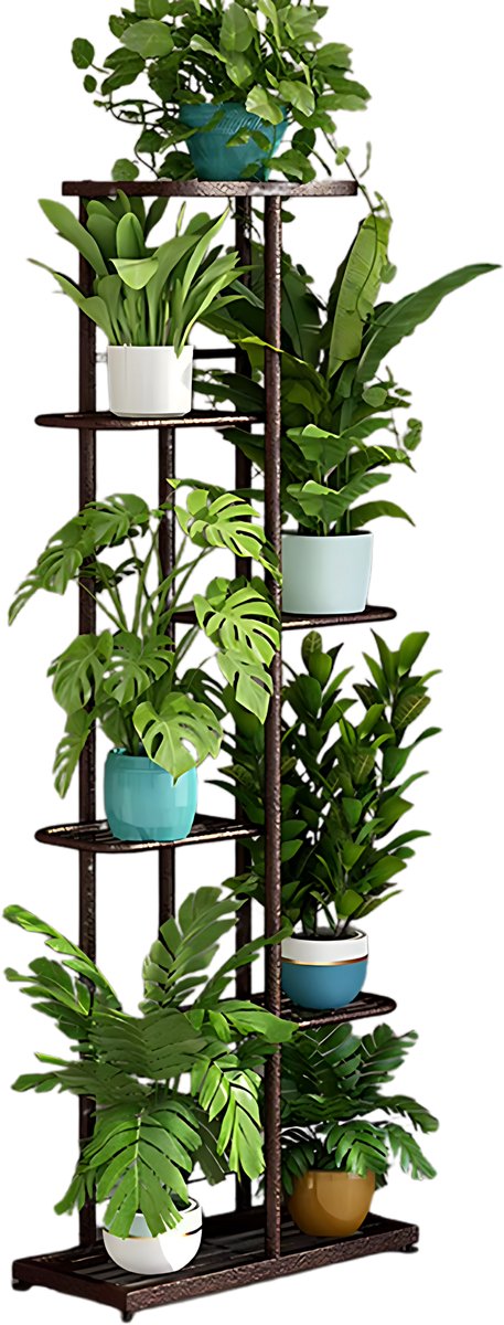 6-Laags Plantenstandaard - Voor Binnen & Buiten - Meerdere Bloempot Houder Display - IJzeren Plantenrek - Bruin