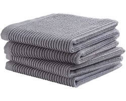 DDDDD - Basic - 4x Vaatdoek - Set van 4 - Katoen - 30x30cm - Grijs