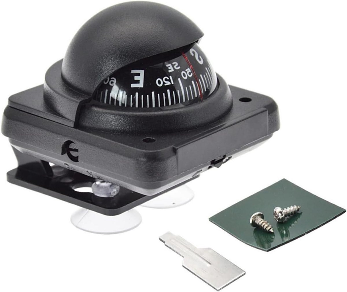 Navigatie Kompas - Oriëntatie Lamp - Auto Boot Fiets - Verstelbare Hoek - 5.8 x 5.6 cm - Zwart