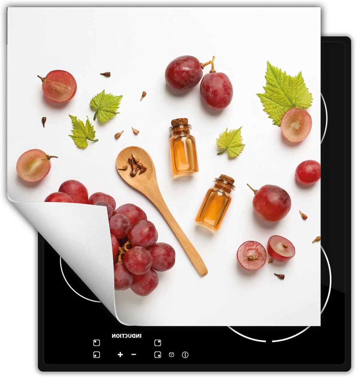 Inductie Beschermer - Kookplaat Mat - Extra Werkruimte - Antislip Vinyl - 50x52 cm - Wit Druiven