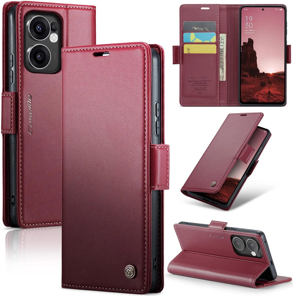 Hoesje geschikt voor Oppo Reno13 F 4G/5G / Reno13 FS 5G - CASEME Litchi Texture Book Wallet Case - Rood