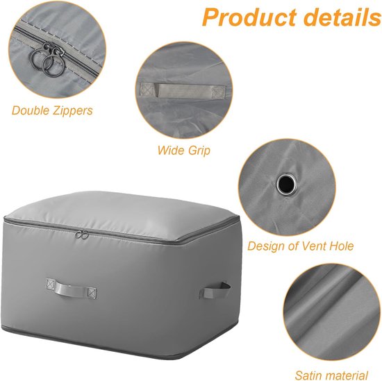 Zelfcomprimerende organizer - Compressiezakken opbergtas - Ruimtebesparend opbergen - Waterdicht stofbescherming - 40 x 30 x 18 cm - Grijs — afbeelding 3