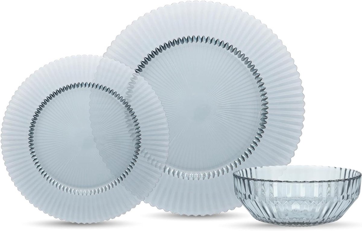 Servies Set - Dinerset - Tafeldekken - Soda Kalk Glas - 12 Delig - Dusk Gray