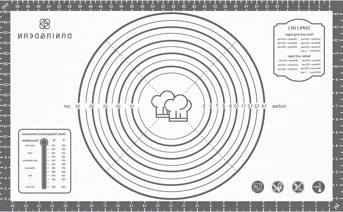Siliconen Bakmat - Antiaanbaklaag Mat - Deeg Rollen - Extra Groot Forma - 66x40cm - Wit Grijs