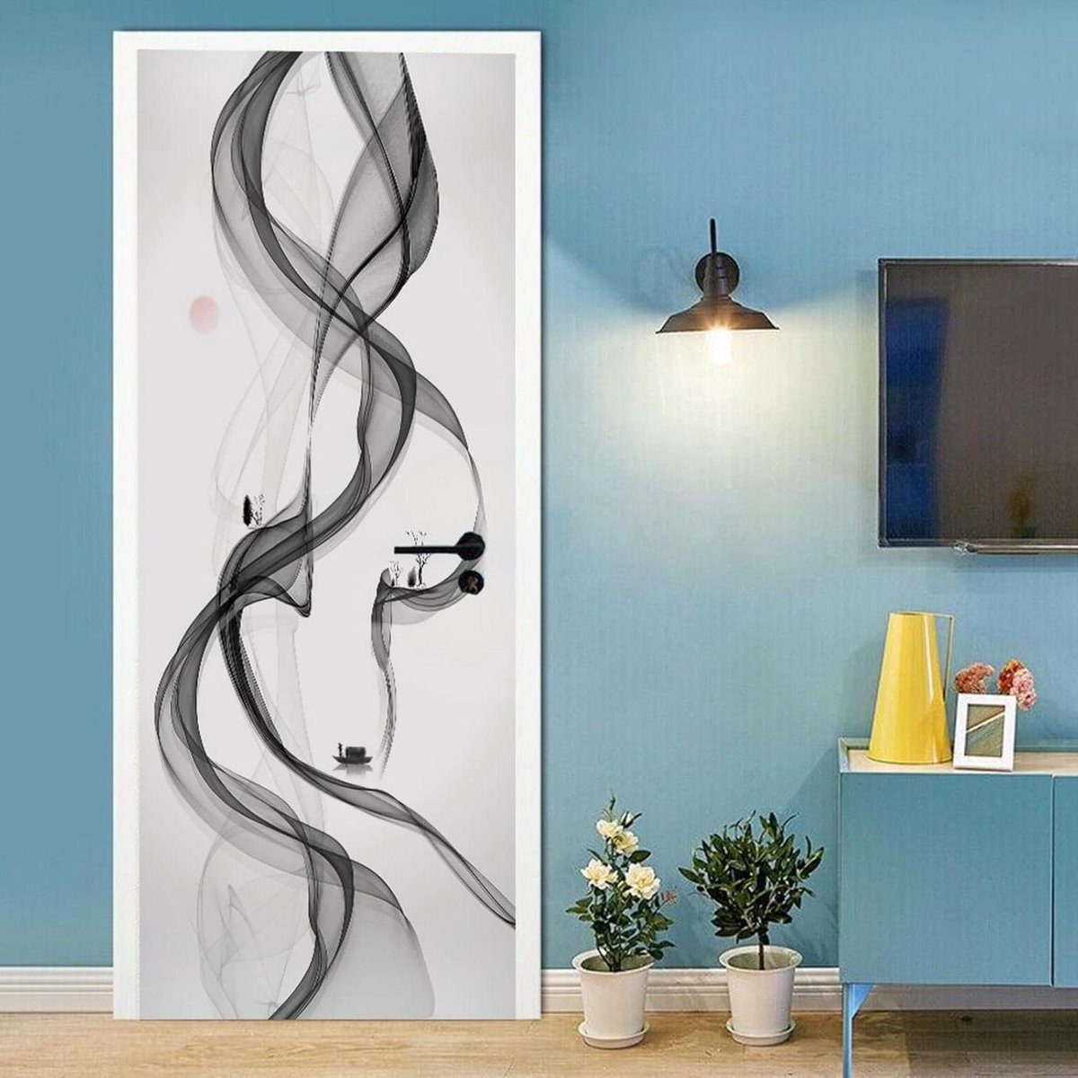 Deurstickers - Muurdecoratie Poster - Binnendeur Versieren - 3D Lint Patroon - 95x215cm Tw