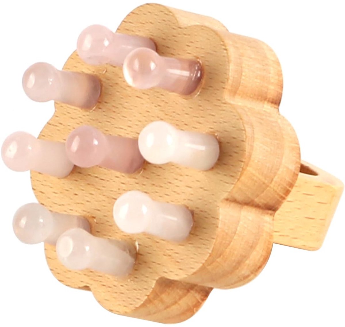 Allecto - Massage Kam - Haarmassageborstel voor Haargroei - Roze Jade en Hout
