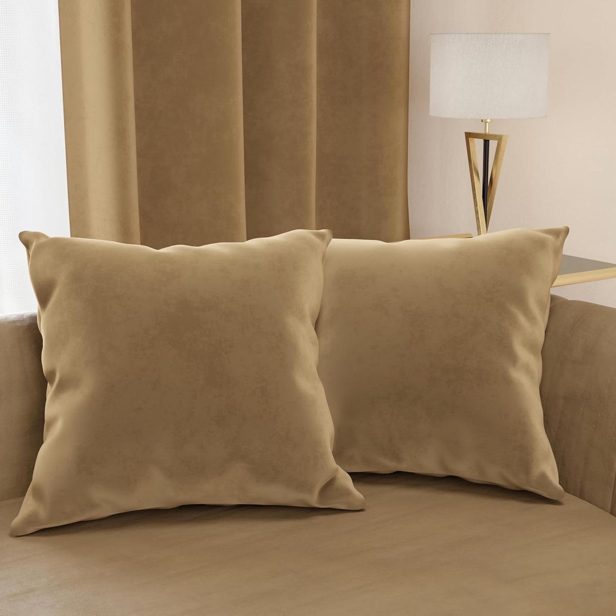 Bankkussens met Vulling - Decoratieve Sierkussens - Woonkamer Meubels - Verborgen Ritssluiting - 60 x 60 cm - Taupe
