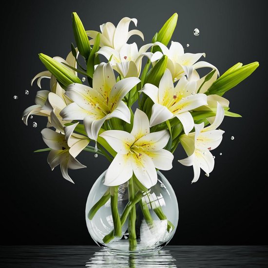 Kunstlelies Wit - Nepbloemen Lelies - Woondecoratie - Realistisch Uiterlijk - 35 cm Lengte - Wit