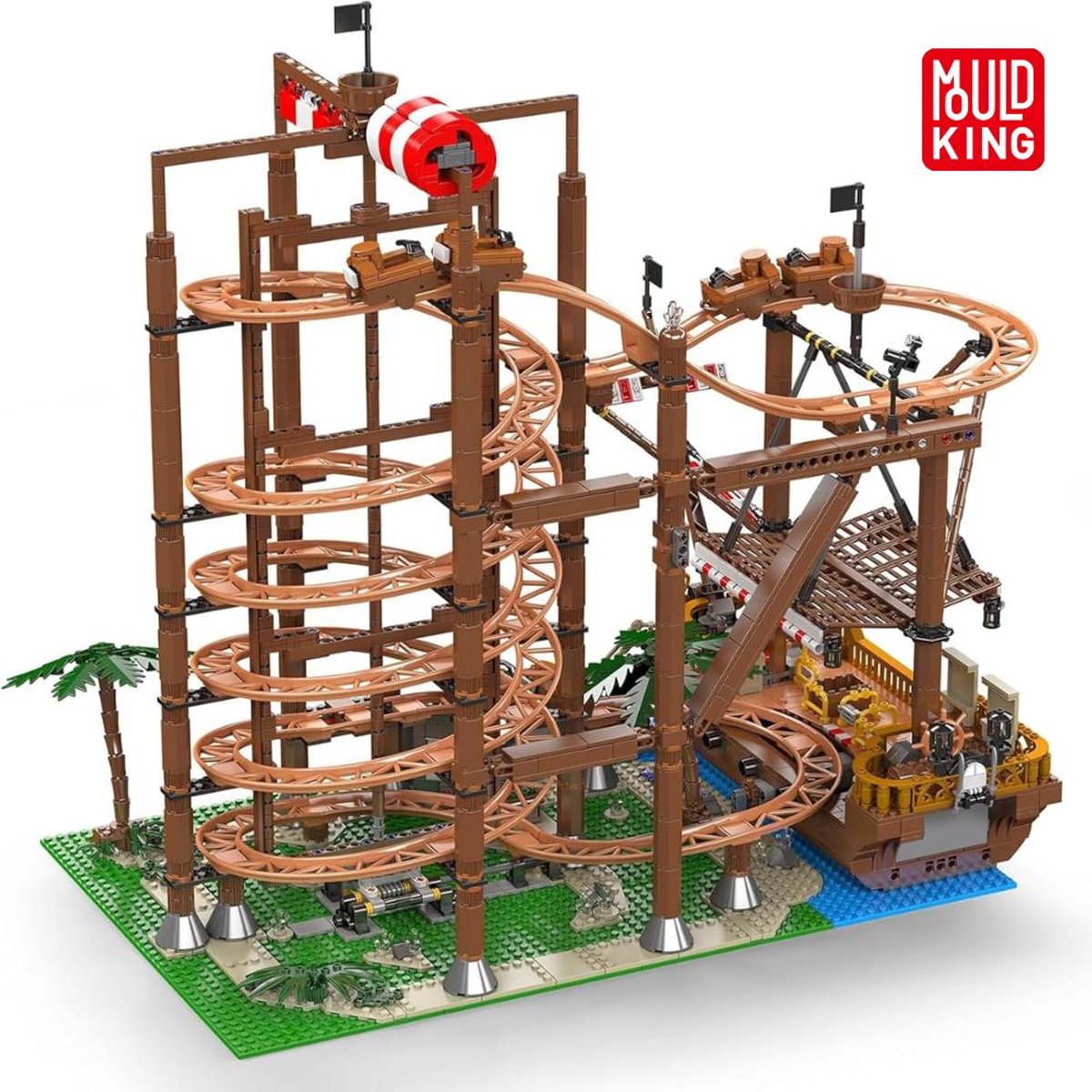 Mould King 11013 Double Helix achtbaan bouwset | Kermis architecture ideas modelbouw | Technische creator classic speelgoed bouwpakketten voor volwassenen & kinderen | Expert icons muziekdoos | Motor niet geschikt voor Lego technic | 2174 bouwstenen — afbeelding 8
