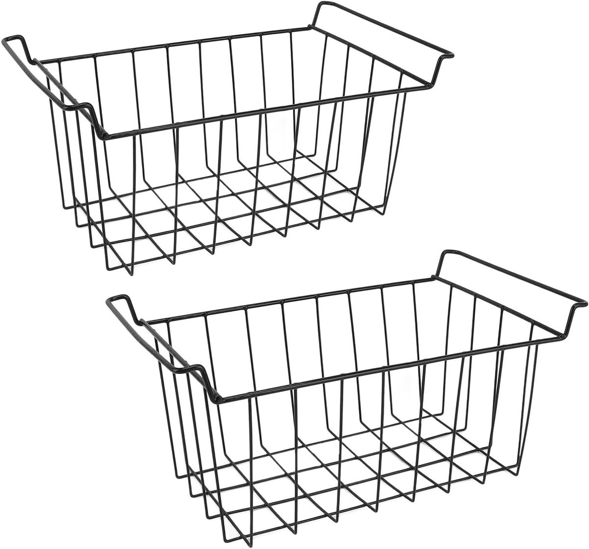 Vriezermand 2 Stuks - Diepvries Organizer - Voedsel Opslag - Duurzaam Gecoat Staal - L 45 cm - Zwart