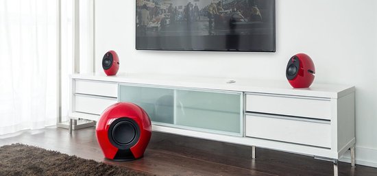 Home Entertainment Systeem - 2.1 Luidsprekersysteem - Muziek Luisteren - Draadloze Subwoofer - 176W Vermogen - Rood — afbeelding 5
