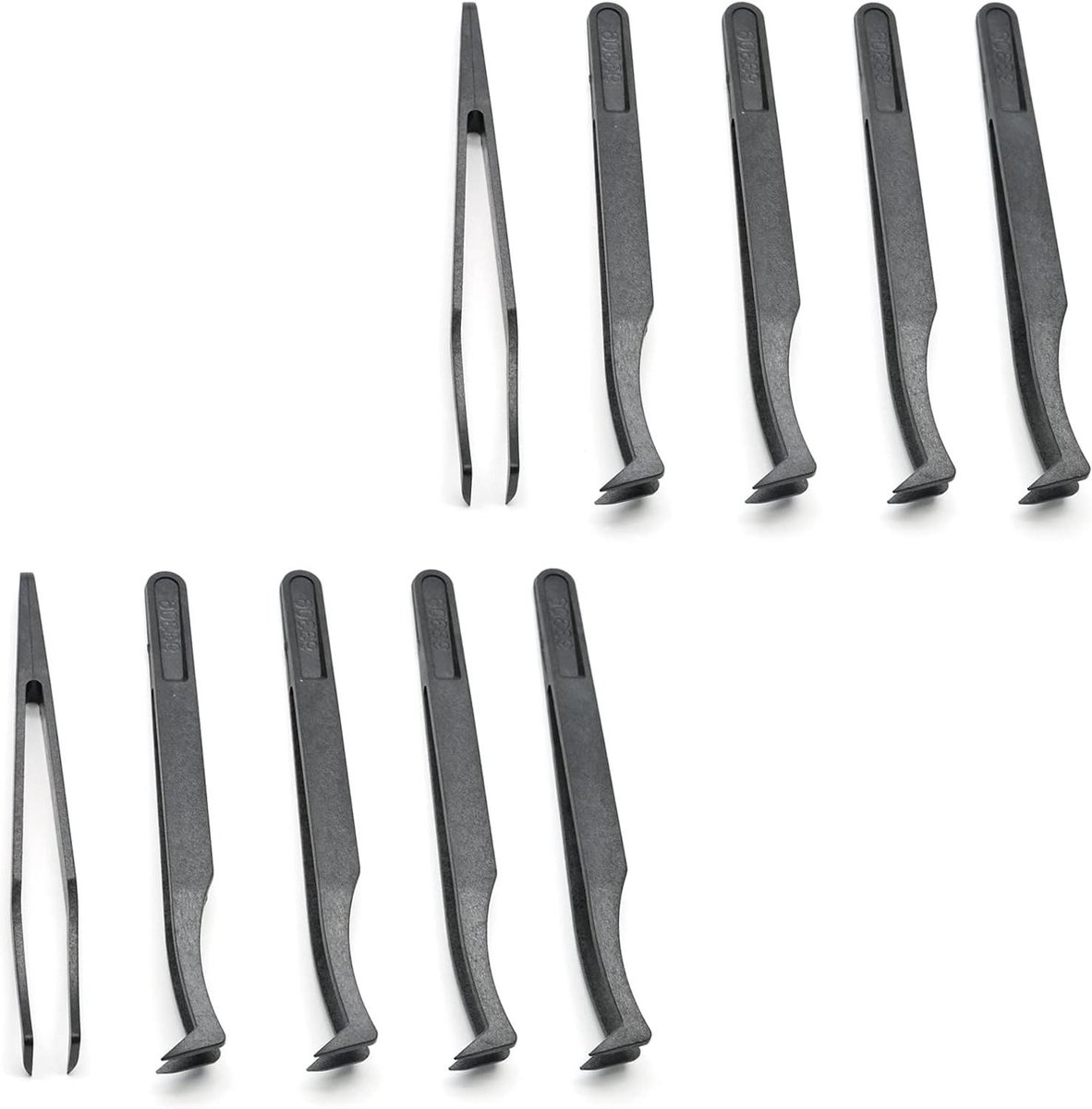 Kunststof Pincetten - Precisie Tangen - Elektronica Reparatie - Antistatisch Anti-magnetisch - 10 Stuks 115mm - Zwart