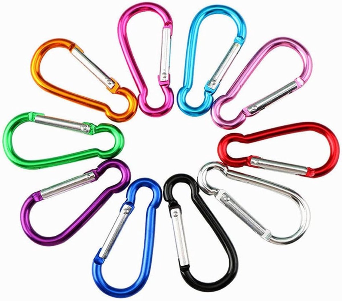 Set van 30 Stuks Aluminium Gourd-vormige Locking Carabiners, Mini Sleutelhangers, Multifunctionele Karabijnhaak voor Dagelijks Gebruik en Outdoor Activiteiten