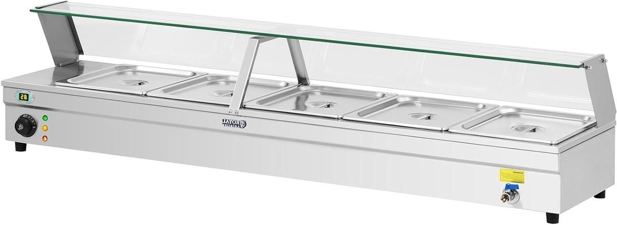 Bain Marie - Warmhoudbak - Voedsel Warm Houden - Met Afvoer Kraan - 5 x GN 1/2 - Roestvrij Staal