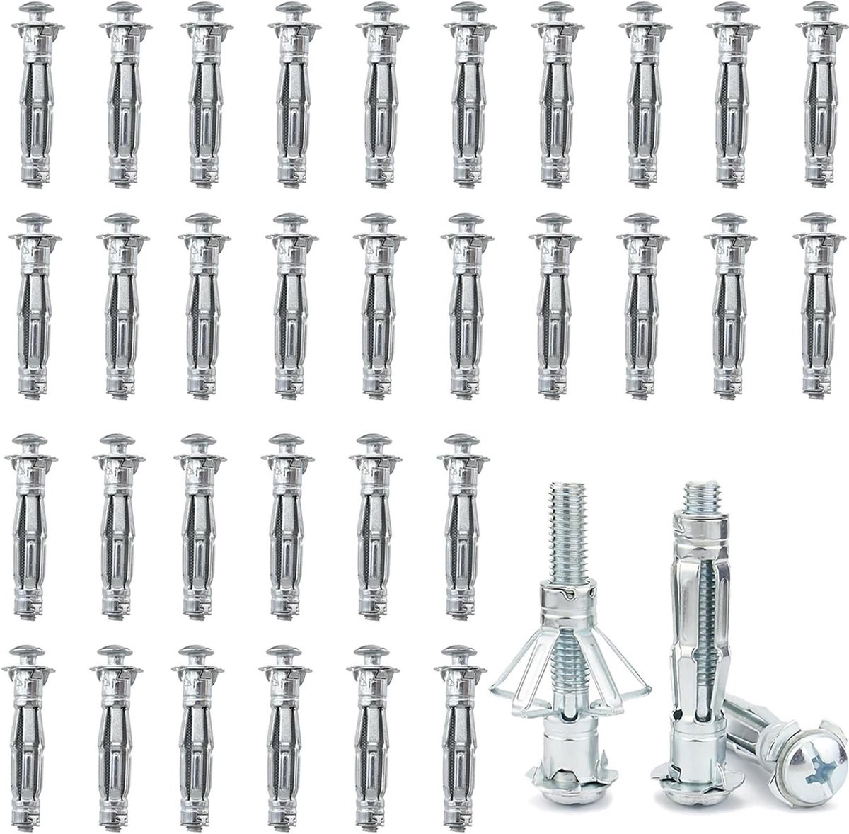 50 Stuks Hollow Wall Bevestigingen M6*52mm, Zware Metalen Ankers voor Gipsplaten, Cavity Wall en Fiberboard Bevestigingselementen