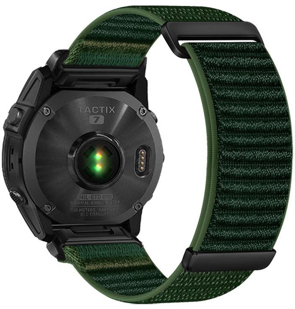 By Qubix - Nylon Sport Loop bandje - Donkergroen - Geschikt voor Garmin Quatix 8 - 51mm