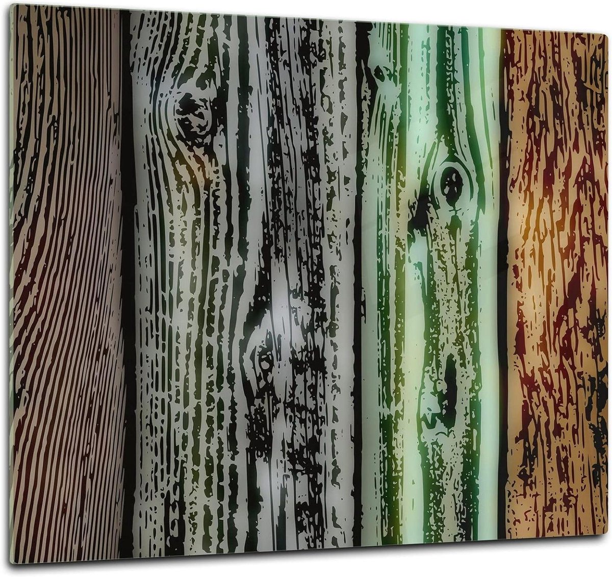 Glazen snijplank - Kookplaatafdekking - Keukenwerkblad - Gehard glas - 60 x 52 cm - Rustiek houtkleurig