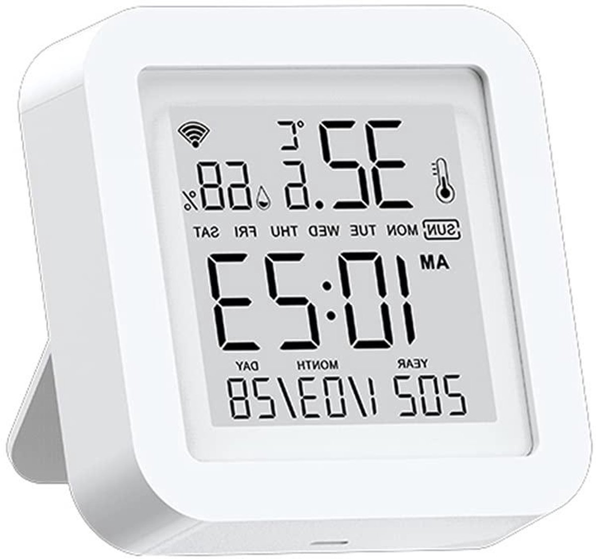 Digitale Thermo-hygrometer - Weerstation Binnen - Omgeving Monitoren - Smart WiFi Connectie - 65 x 65 x 17 mm - Blauw