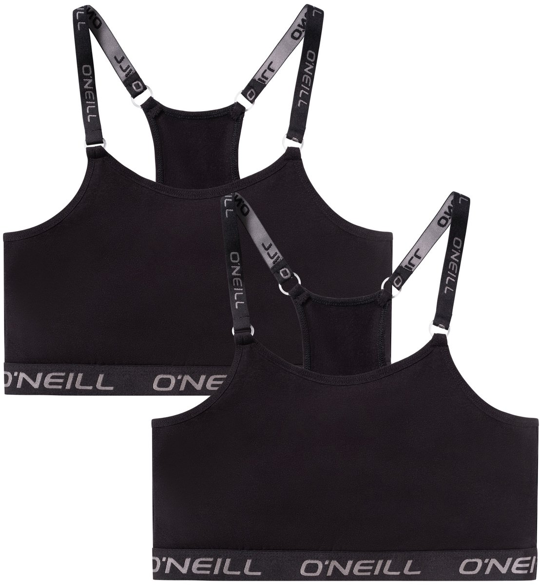 O'Neill Dames Short Top Bralette 2-Pack Effen Zwart