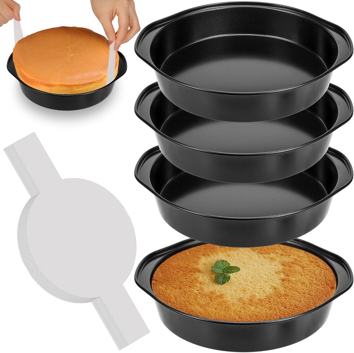 Ronde Cakevorm - Taartpan Bakblik - Taarten Bakken - Met Perkamentpapier - 205 cm - Zwart